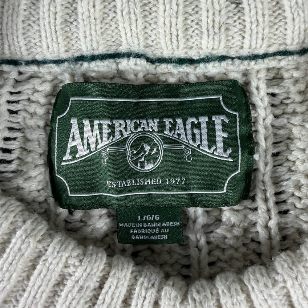 American Eagle Sweater Womens L Cotton Blend Cable Knit Fisherman Minimalist - Picture 5 of 8